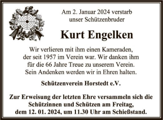 Traueranzeige von Kurt Engelken von SYK