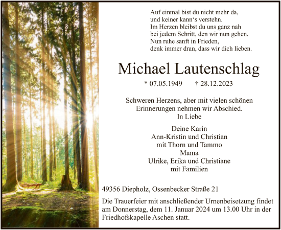 Traueranzeige von Michael Lautenschlag von SYK