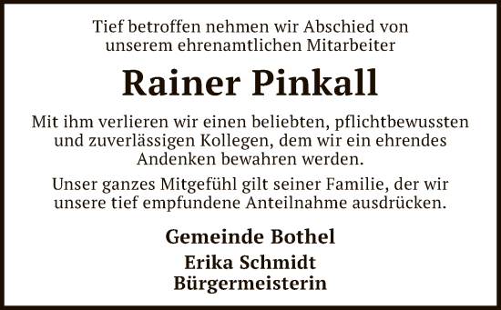 Traueranzeige von Rainer Pinkall von SYK