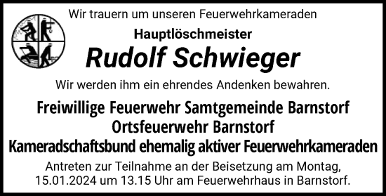 Traueranzeige von Rudolf Schwieger von SYK