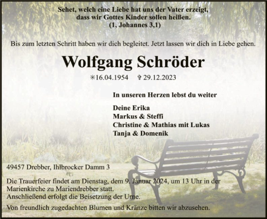 Traueranzeige von Wolfgang Schröder von SYK