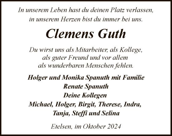 Traueranzeige von Clemens Guth von SYK