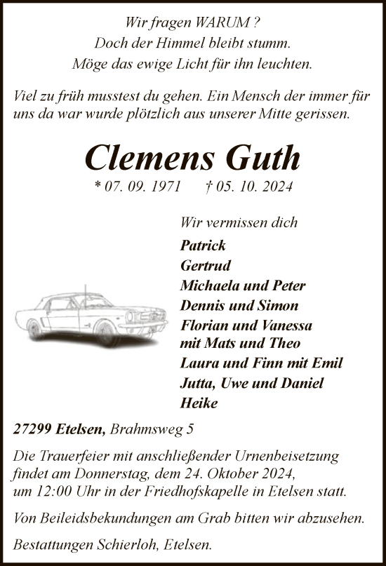 Traueranzeige von Clemens Guth von SYK