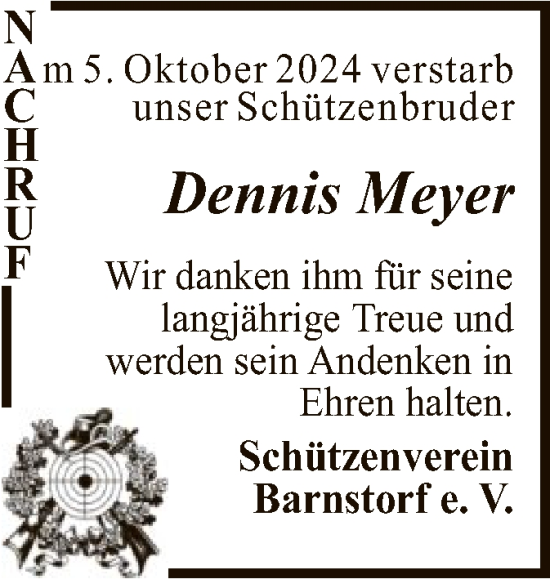 Traueranzeige von Dennis Meyer von SYK