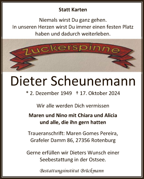 Traueranzeige von Dieter Scheunemann von SYK