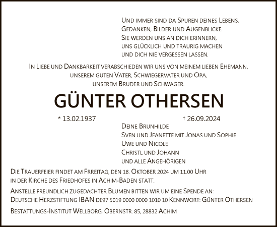 Traueranzeige von Günter Othersen von SYK