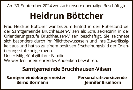 Traueranzeige von Heidrun Böttcher von SYK