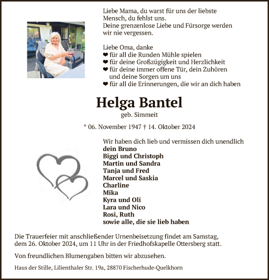 Traueranzeige von Helga Bantel von SYK