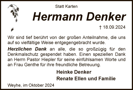 Traueranzeige von Hermann Denker von SYK