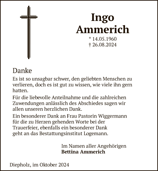 Traueranzeige von Ingo Ammerich von SYK