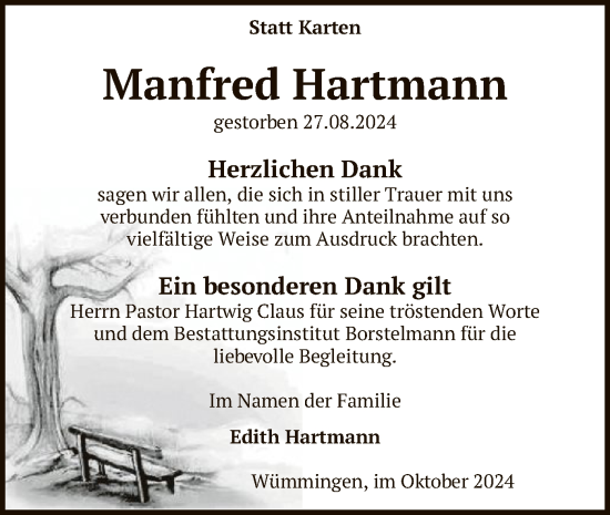 Traueranzeige von Manfred Hartmann von SYK