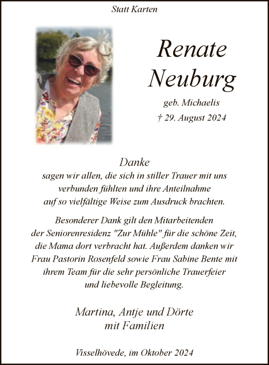 Traueranzeige von Renate Neuburg von SYK