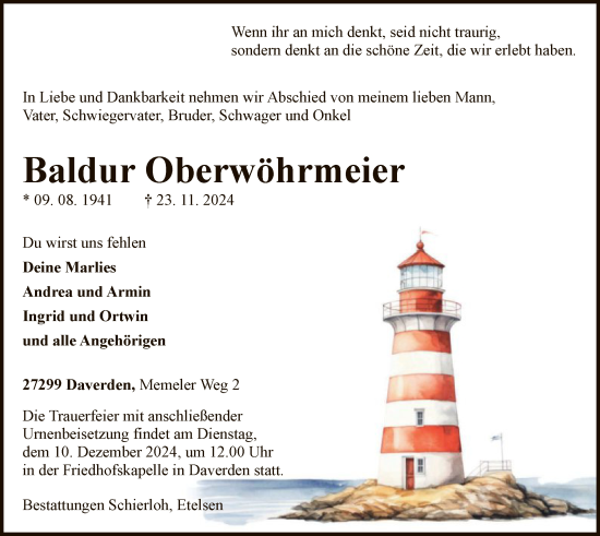 Traueranzeige von Baldur Oberwöhrmeier von SYK