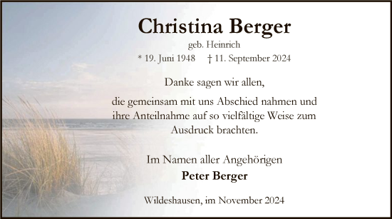 Traueranzeige von Christina Berger von SYK