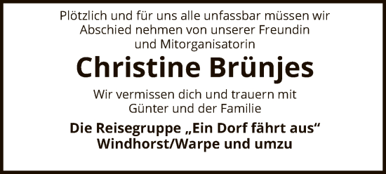 Traueranzeige von Christine Brünjes von SYK