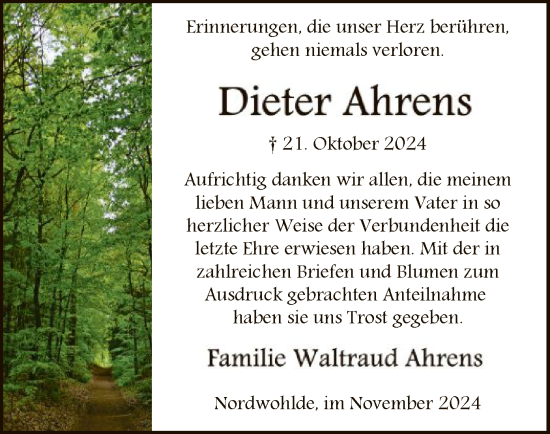 Traueranzeige von Dieter Ahrens von SYK