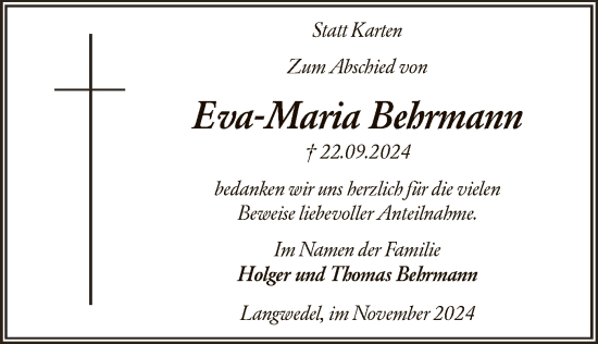 Traueranzeige von Eva-Maria Behrmann von SYK