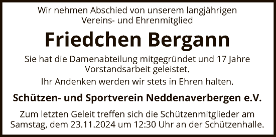 Traueranzeige von Friedchen Bergann von SYK