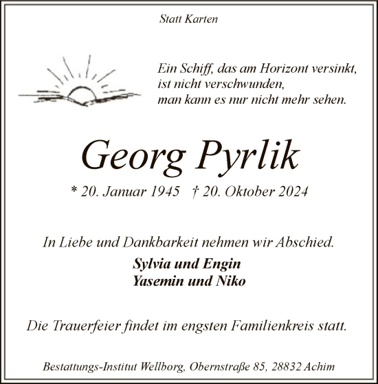 Traueranzeige von Georg Pyrlik von SYK