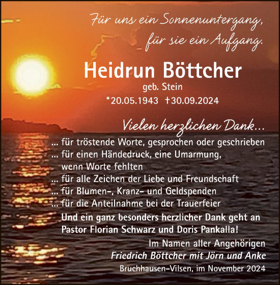 Traueranzeige von Heidrun Böttcher von SYK