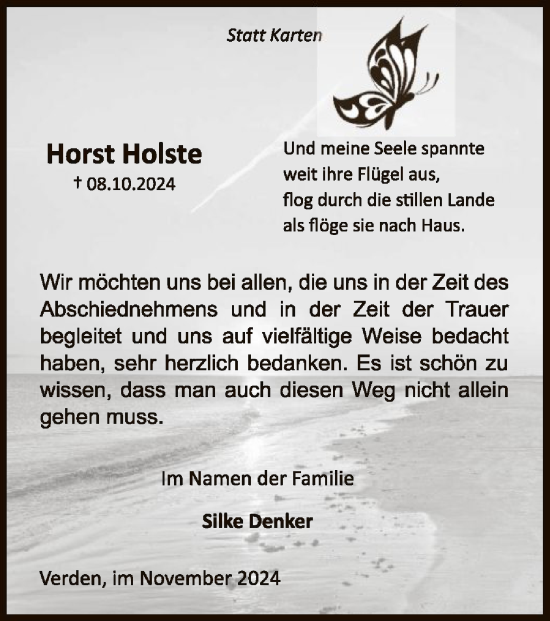 Traueranzeige von Horst Holste von SYK