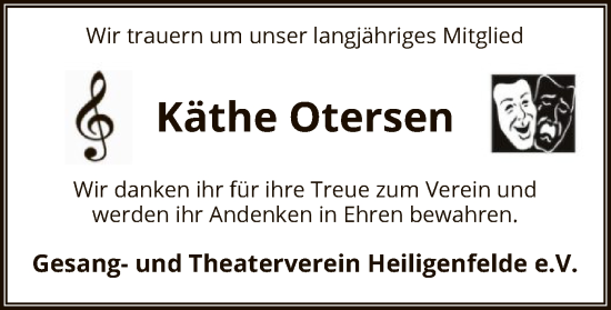 Traueranzeige von Käthe Otersen von SYK