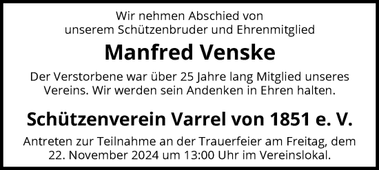 Traueranzeige von Manfred Venske von SYK