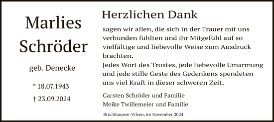 Traueranzeige von Marlies Schröder von SYK