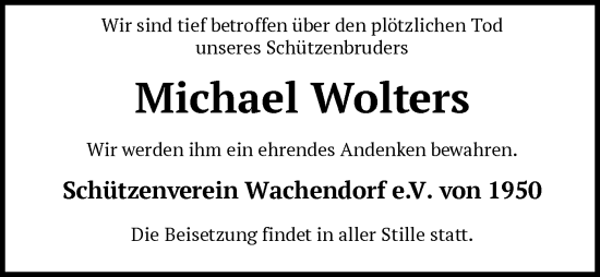 Traueranzeige von Michael Wolters von SYK