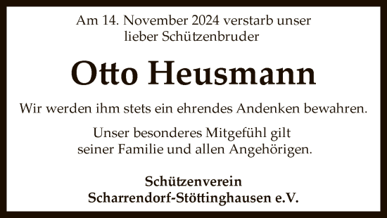 Traueranzeige von Otto Heusmann von SYK