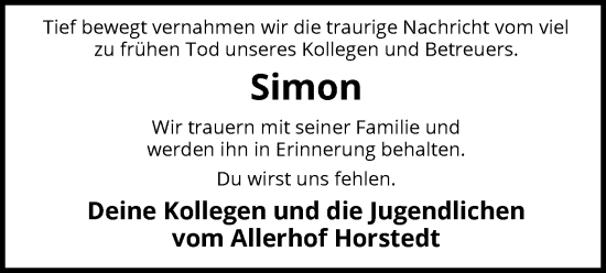 Traueranzeige von Simon  von SYK