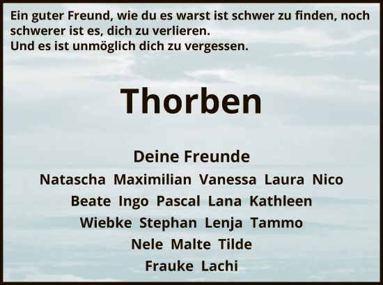 Traueranzeige von Thorben  von SYK