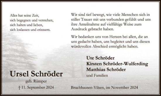 Traueranzeige von Ursel Schröder von SYK
