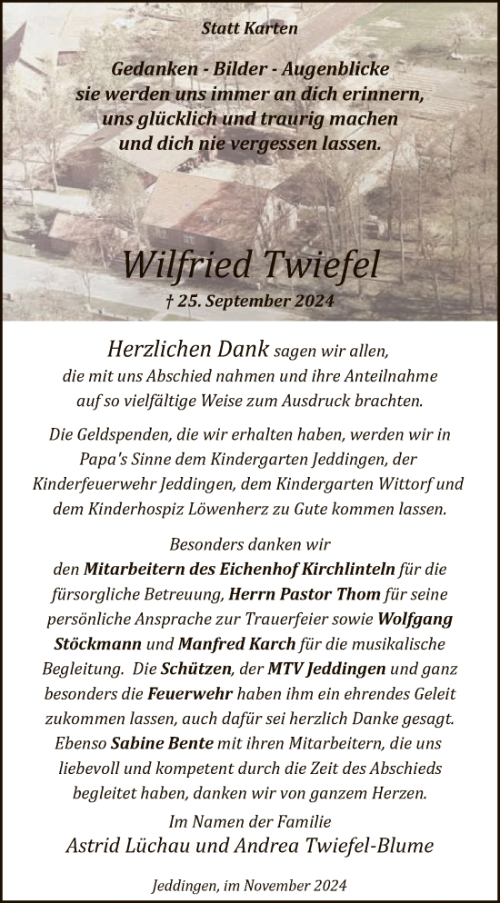 Traueranzeige von Wilfried Twiefel von SYK