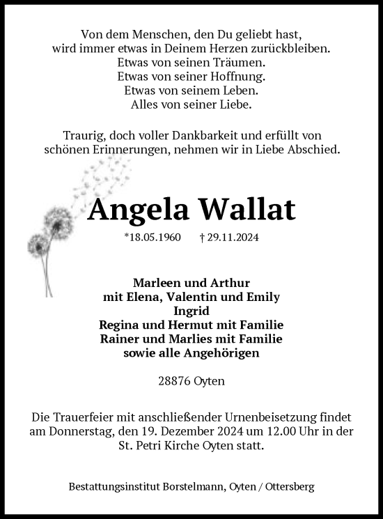 Traueranzeige von Angela Wallat von SYK