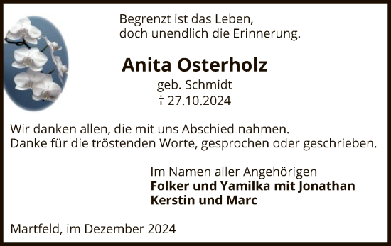 Traueranzeige von Anita Osterholz von SYK