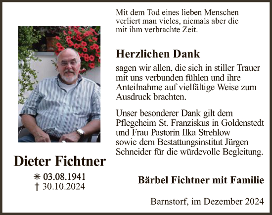 Traueranzeige von Dieter Fichtner von SYK