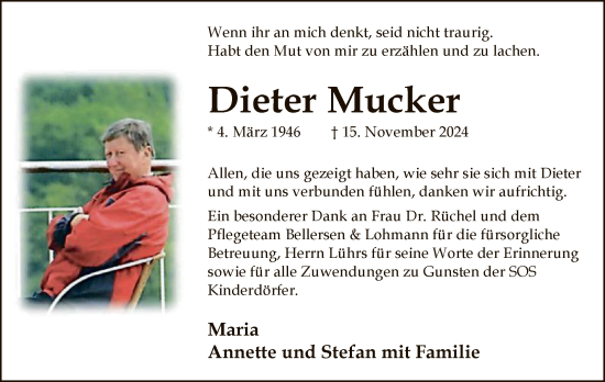 Traueranzeige von Dieter Mucker von SYK