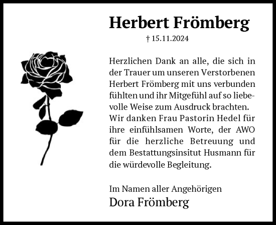 Traueranzeige von Dora Frömberg von SYK