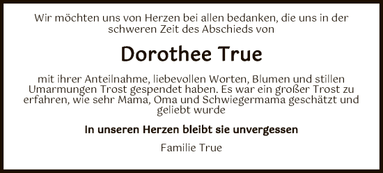 Traueranzeige von Dorothee True von SYKSYK