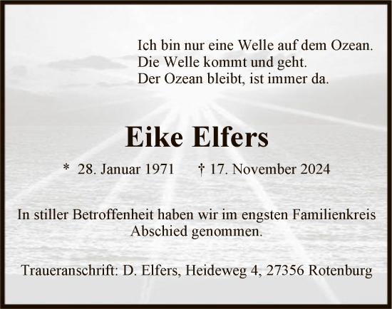 Traueranzeige von Eike Elfers von SYK