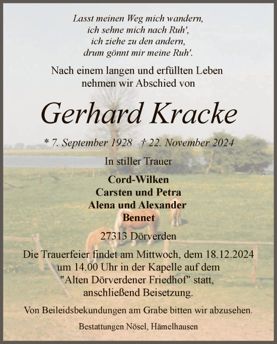 Traueranzeige von Gerhard Kracke von SYK