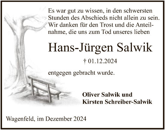 Traueranzeige von Hans-Jürgen Salwik von SYK