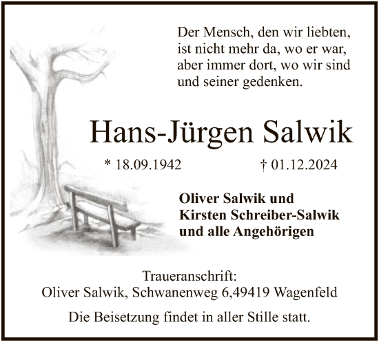 Traueranzeige von Hans-Jürgen Salwik von SYK