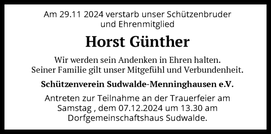 Traueranzeige von Horst Günther von SYK