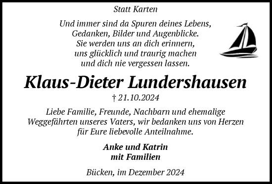 Traueranzeige von Klaus-Dieter Lundershausen von SYK