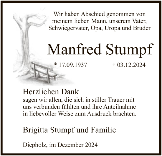 Traueranzeige von Manfred Stumpf von SYK