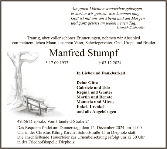 Traueranzeige von Manfred Stumpf von SYK