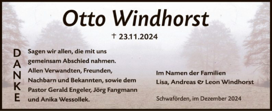 Traueranzeige von Otto Windhorst von SYK