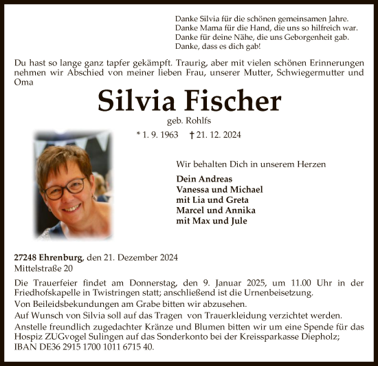 Traueranzeige von Silvia Fischer von SYKSYK